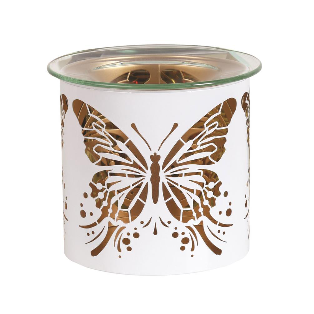 Aroma White & Gold Butterfly Jar Sleeve & Wax Melt Warmer Extra Image 1